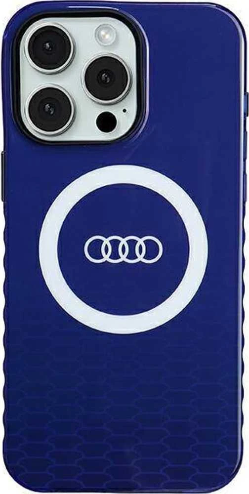 Audi IML Big Logo MagSafe Dėklas Apple iPhone 15 Pro Max 6.7″ mėlynos spalvos hardcase AU-IMLMIP15PM-Q5/D