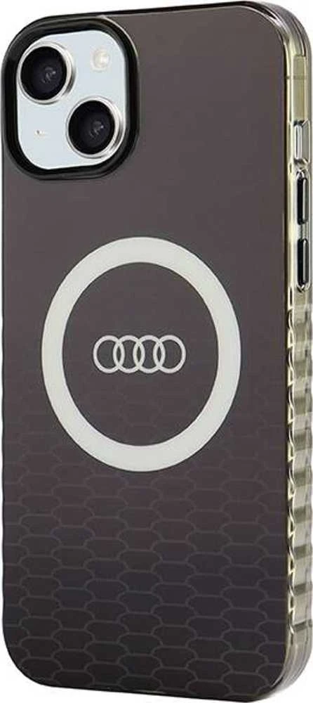 Audi IML Big Logo MagSafe Dėklas Apple iPhone 15 Plus / 14 Plus 6.7″ juodos spalvos hardcase AU-IMLMIP15M-Q5/D2