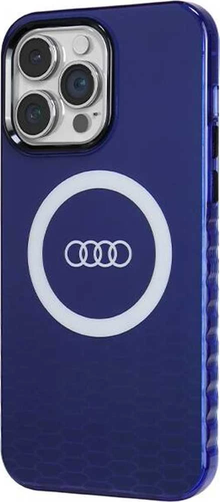 Audi IML Big Logo MagSafe Dėklas Apple iPhone 14 Pro Max 6.7″ mėlynos spalvos hardcase AU-IMLMIP14PM-Q5/D