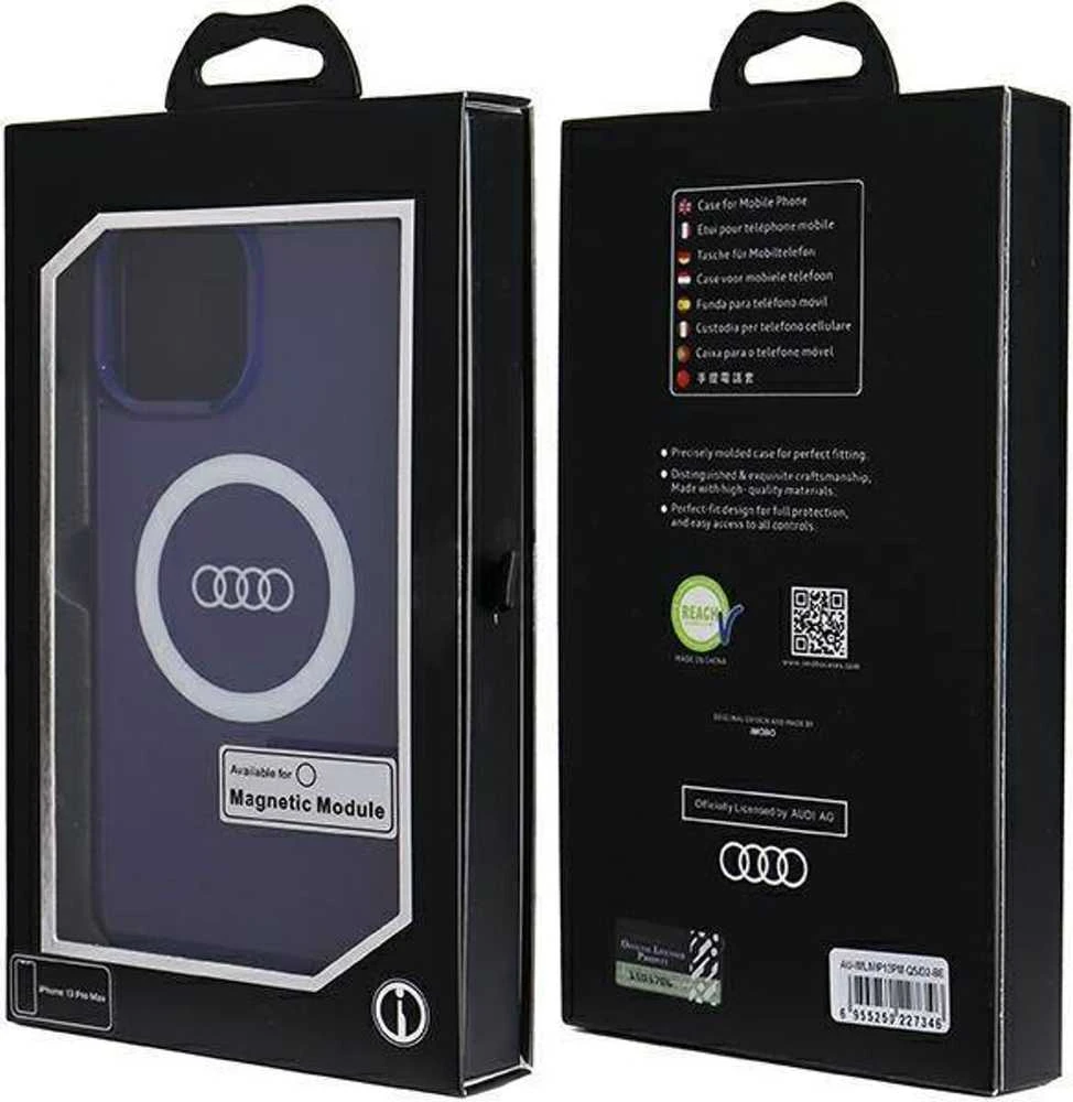 Audi IML Big Logo MagSafe Dėklas Apple iPhone 13 Pro Max 6.7″ mėlynos spalvos hardcase AU-IMLMIP13PM-Q5/D