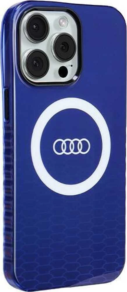 Audi IML Big Logo MagSafe Dėklas Apple iPhone 15 Pro Max 6.7″ mėlynos spalvos hardcase AU-IMLMIP15PM-Q5/D