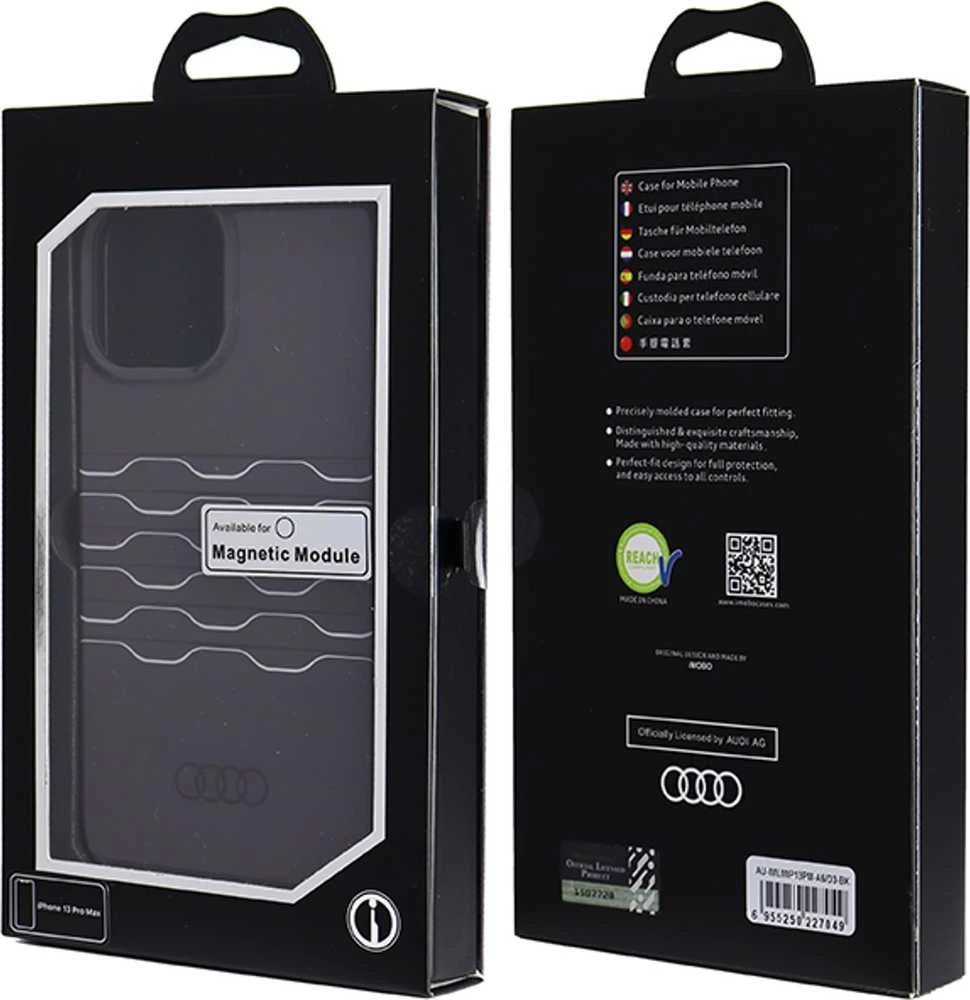 Audi IML MagSafe Dėklas Apple iPhone 13 Pro Max 6.7″ juodos spalvos hardcase AU-IMLMIP13PM-A6/D3-BK