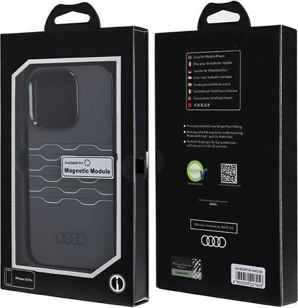 Audi IML MagSafe Dėklas Apple iPhone 14 Pro 6.1″ juodos spalvos hardcase AU-IMLMIP14P-A6/D3-BK
