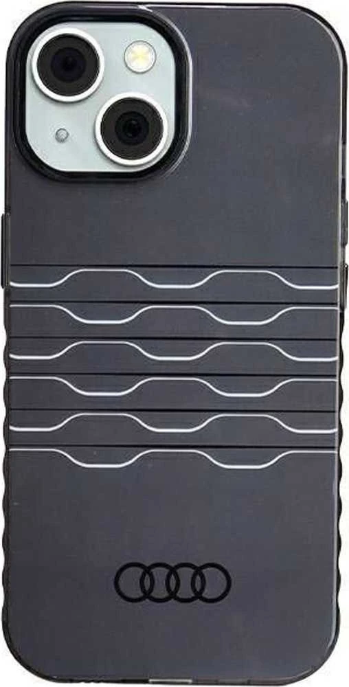 Audi IML MagSafe Dėklas Apple iPhone 15 / 14 / 13 6.1″ juodos spalvos hardcase AU-IMLMIP15-A6/D3-BK