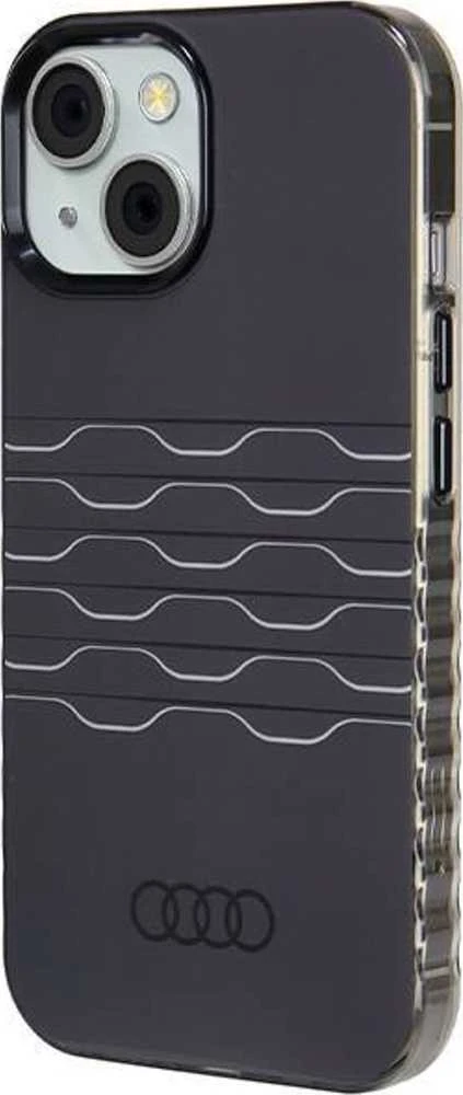 Audi IML MagSafe Dėklas Apple iPhone 15 / 14 / 13 6.1″ juodos spalvos hardcase AU-IMLMIP15-A6/D3-BK