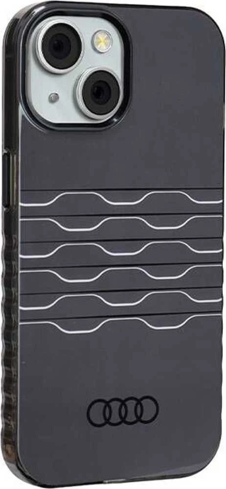 Audi IML MagSafe Dėklas Apple iPhone 15 / 14 / 13 6.1″ juodos spalvos hardcase AU-IMLMIP15-A6/D3-BK