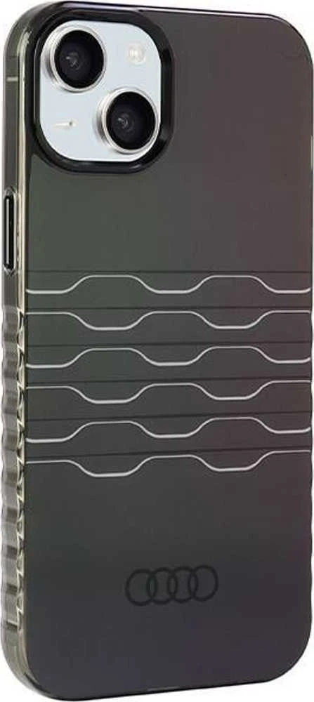 Audi IML MagSafe Dėklas Apple iPhone 15 Plus / 14 Plus 6.7″ juodos spalvos hardcase AU-IMLMIP15M-A6/D3-BK