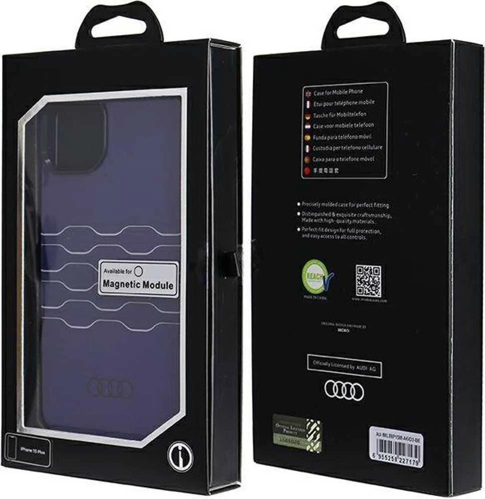 Audi IML MagSafe Dėklas Apple iPhone 15 Plus / 14 Plus 6.7″ mėlynos spalvos hardcase AU-IMLMIP15M-A6/D3-B
