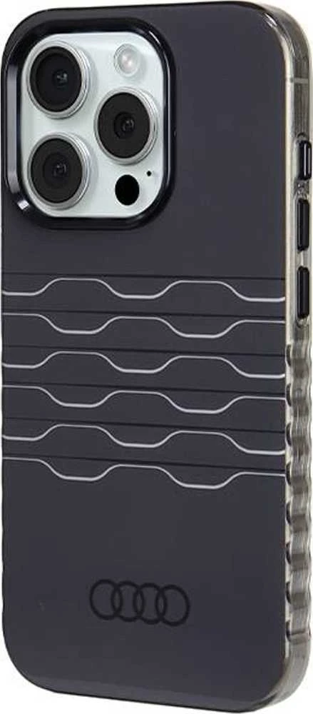 Audi IML MagSafe Dėklas Apple iPhone 15 Pro 6.1″ juodos spalvos hardcase AU-IMLMIP15P-A6/D3-BK