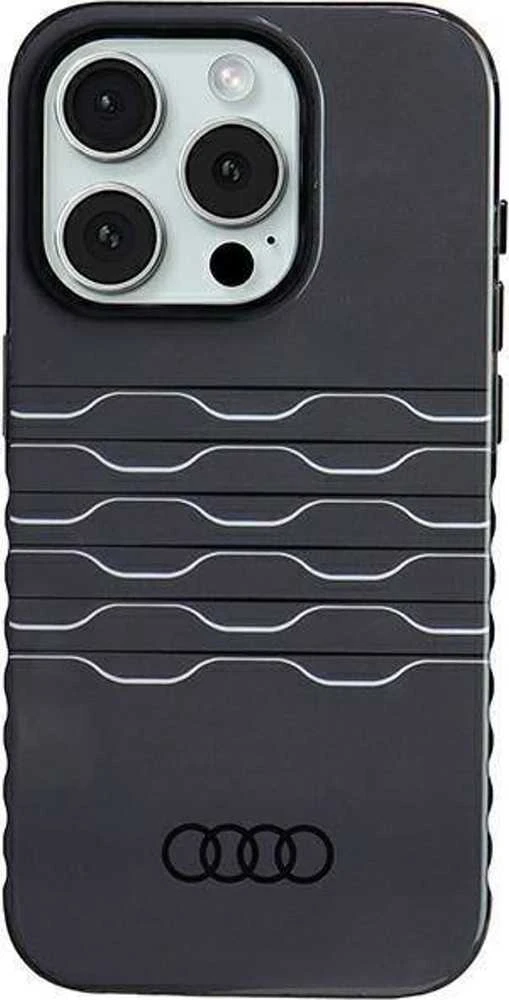 Audi IML MagSafe Dėklas Apple iPhone 15 Pro 6.1″ juodos spalvos hardcase AU-IMLMIP15P-A6/D3-BK