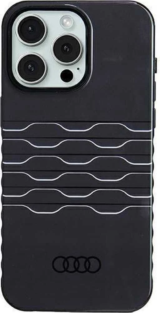 Audi IML MagSafe Dėklas Apple iPhone 15 Pro Max 6.7″ juodos spalvos hardcase AU-IMLMIP15PM-A6/D3-BK