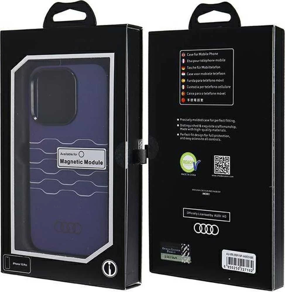 Audi IML MagSafe Dėklas Apple iPhone 15 Pro 6.1″ mėlynos spalvos hardcase AU-IMLMIP15P-A6/D3-BE