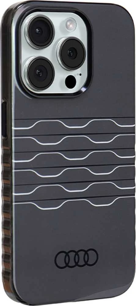 Audi IML MagSafe Dėklas Apple iPhone 15 Pro Max 6.7″ juodos spalvos hardcase AU-IMLMIP15PM-A6/D3-BK