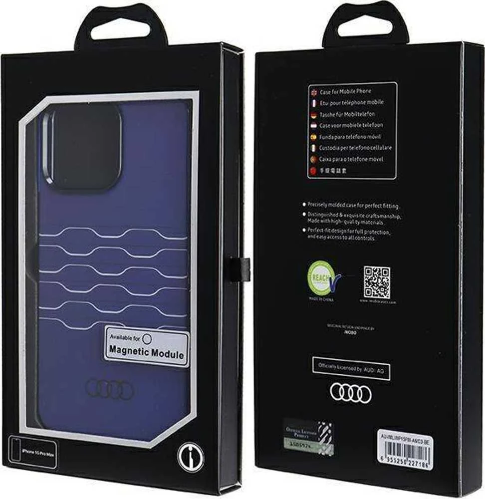 Audi IML MagSafe Dėklas Apple iPhone 15 Pro Max 6.7″ mėlynos spalvos hardcase AU-IMLMIP15PM-A6/D3-BE