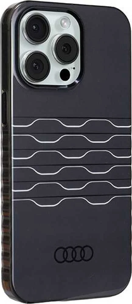 Audi IML MagSafe Dėklas Apple iPhone 15 Pro Max 6.7″ juodos spalvos hardcase AU-IMLMIP15PM-A6/D3-BK