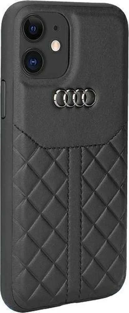 Audi Genuine Leather Apple iPhone 11 / Xr 6.1″ juodos spalvos kietas dėklas AU-TPUPCIP11R-Q8/D1-BK