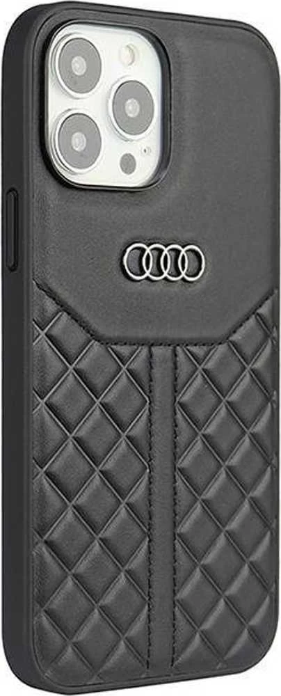 Audi Genuine Leather Apple iPhone 13 Pro Max 6.7″ juodos spalvos kietas dėklas AU-TPUPCIP13 PM-Q8/D1-BK