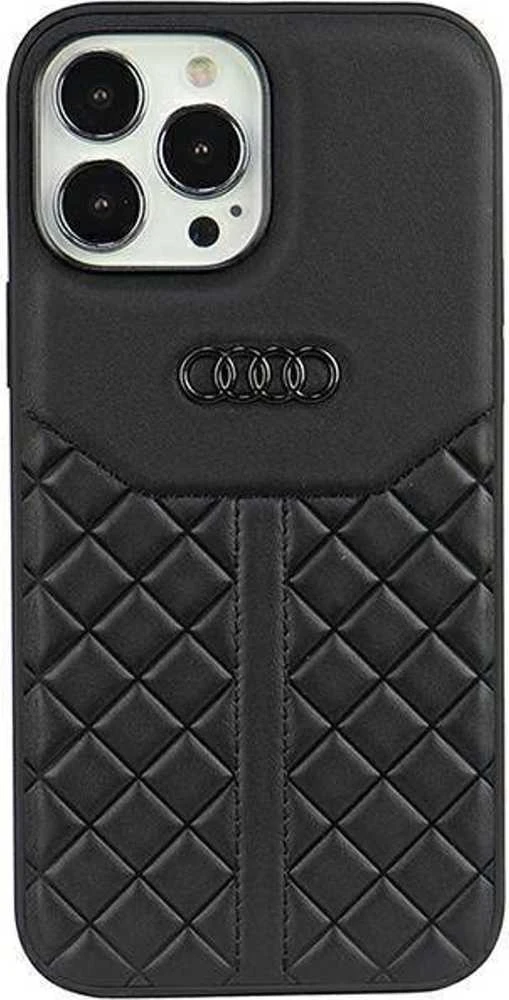 Audi Genuine Leather Apple iPhone 13 Pro Max 6.7″ juodos spalvos kietas dėklas AU-TPUPCIP13 PM-Q8/D1-BK