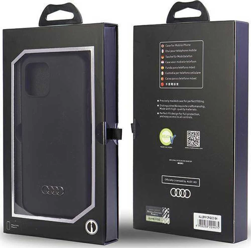 Audi Silicone Dėklas Apple iPhone 12 / 12 Pro 6.1″ juodos spalvos kietas dėklas AU-LSRIP12 P-Q3/D1-BK