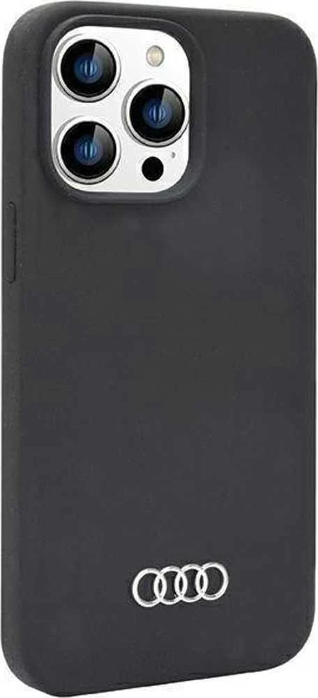 Audi Silicone Dėklas Apple iPhone 14 Pro Max 6.7″ juodos spalvos kietas dėklas AU-LSRIP14PM-Q3/D1-BK