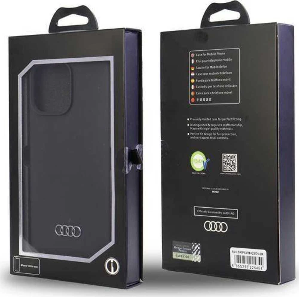 Audi Silicone Dėklas Apple iPhone 13 Pro Max 6.7″ juodos spalvos kietas dėklas AU-LSRIP13 PM-Q3/D1-BK