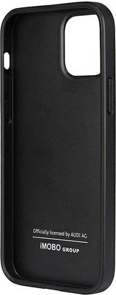 Audi Synthetic Leather Apple iPhone 12 / 12 Pro 6.1″ juodos spalvos kietas dėklas AU-TPUPCIP12 P-TT/D1-BK