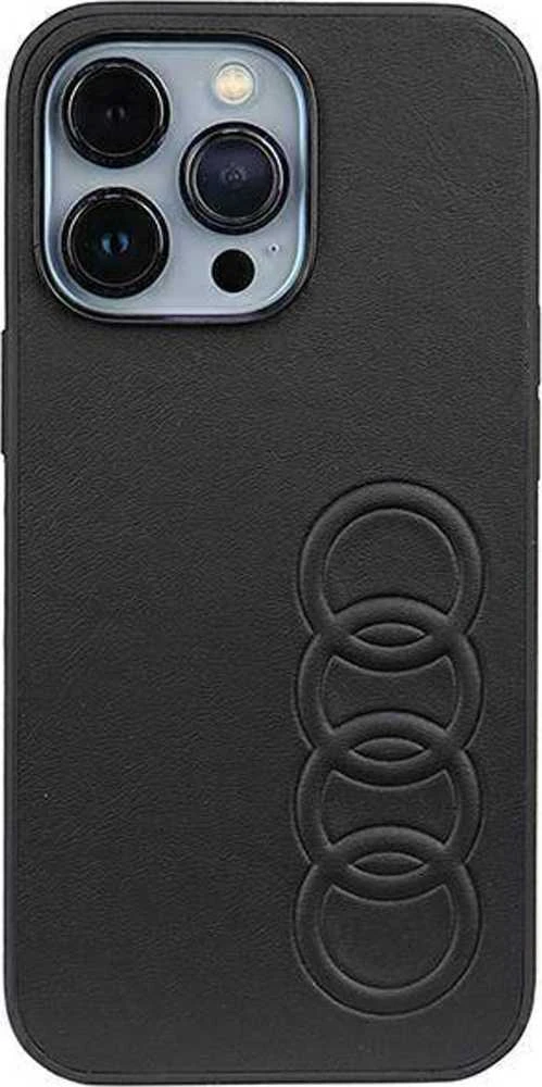 Audi Synthetic Leather Apple iPhone 13 Pro / 13 6.1″ juodos spalvos kietas dėklas AU-TPUPCIP13 P-TT/D1-BK