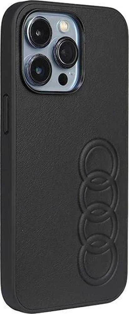 Audi Synthetic Leather Apple iPhone 13 Pro / 13 6.1″ juodos spalvos kietas dėklas AU-TPUPCIP13 P-TT/D1-BK