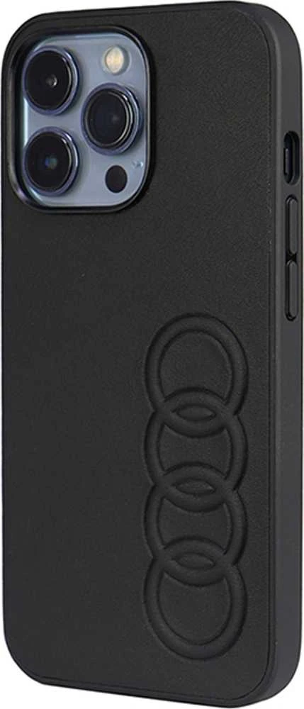 Audi Synthetic Leather Apple iPhone 13 Pro Max 6.7″ juodos spalvos kietas dėklas AU-TPUPCIP13 PM-TT/D1-BK