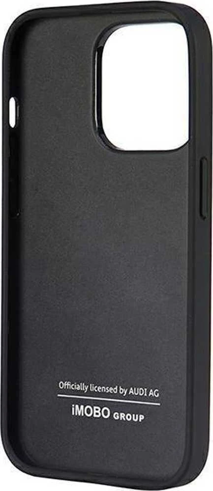 Audi Synthetic Leather Apple iPhone 14 Pro 6.1″ juodos spalvos kietas dėklas AU-TPUPCIP14P-TT/D1-BK