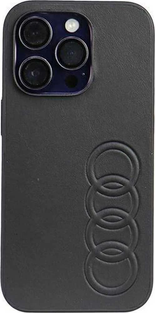 Audi Synthetic Leather Apple iPhone 14 Pro 6.1″ juodos spalvos kietas dėklas AU-TPUPCIP14P-TT/D1-BK
