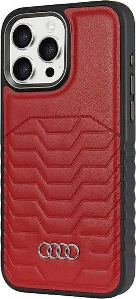 Audi Synthetic Leather MagSafe Apple iPhone 14 Pro 6.1″ red kietas dėklas AU-TPUPCMIP14P-GT/D3-RD
