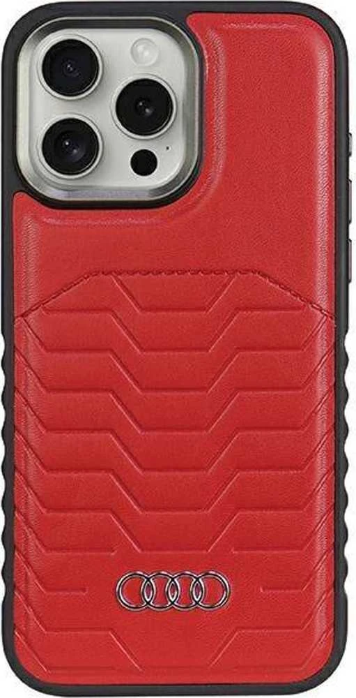 Audi Synthetic Leather MagSafe Apple iPhone 14 Pro 6.1″ red kietas dėklas AU-TPUPCMIP14P-GT/D3-RD