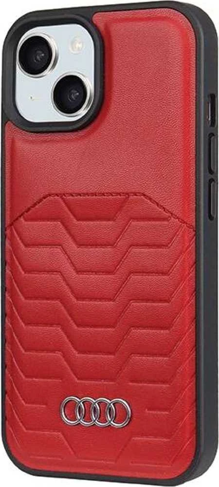 Audi Synthetic Leather MagSafe Apple iPhone 15 Plus / 14 Plus 6.7″ red kietas dėklas AU-TPUPCMIP15M-GT/