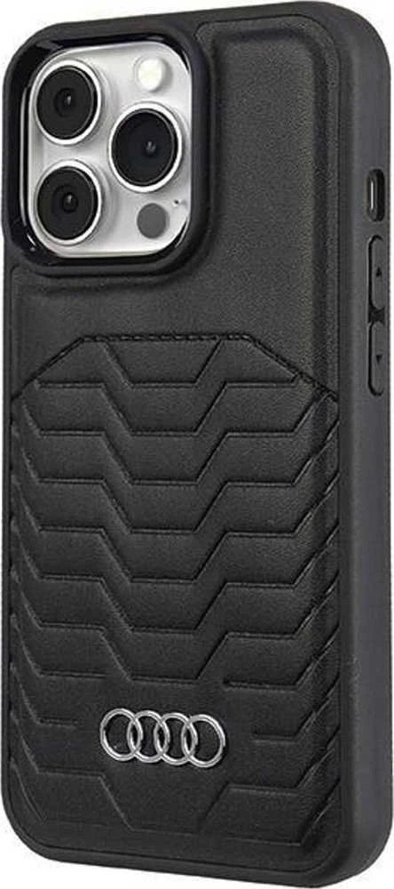 Audi Synthetic Leather MagSafe Apple iPhone 13 Pro / 13 6.1″ juodos spalvos kietas dėklas AU-TPUPCMIP13 P-GT/D3-BK