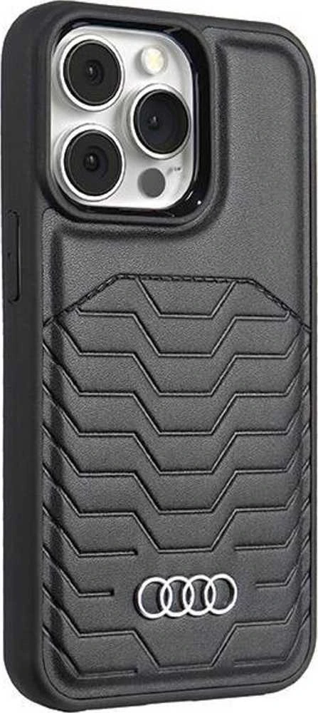 Audi Synthetic Leather MagSafe Apple iPhone 13 Pro / 13 6.1″ juodos spalvos kietas dėklas AU-TPUPCMIP13 P-GT/D3-BK