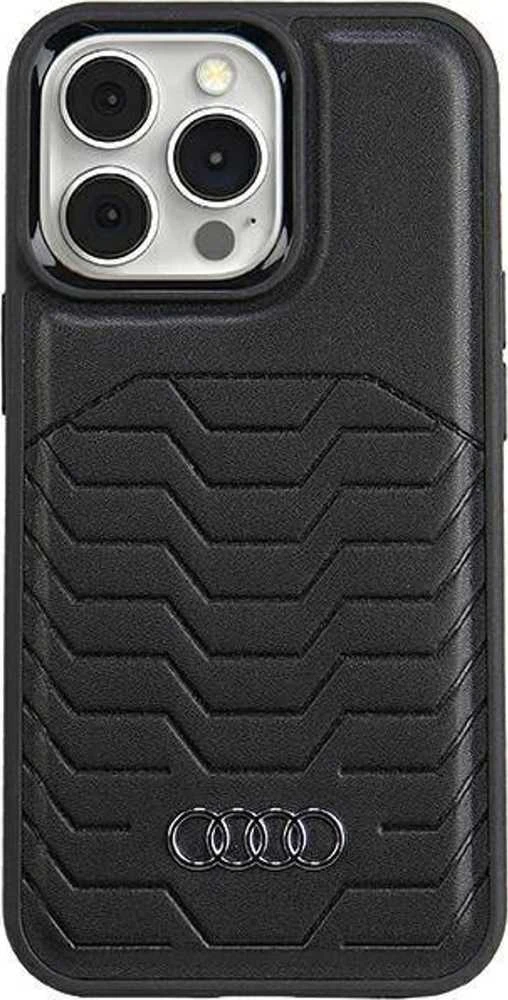 Audi Synthetic Leather MagSafe Apple iPhone 13 Pro / 13 6.1″ juodos spalvos kietas dėklas AU-TPUPCMIP13 P-GT/D3-BK