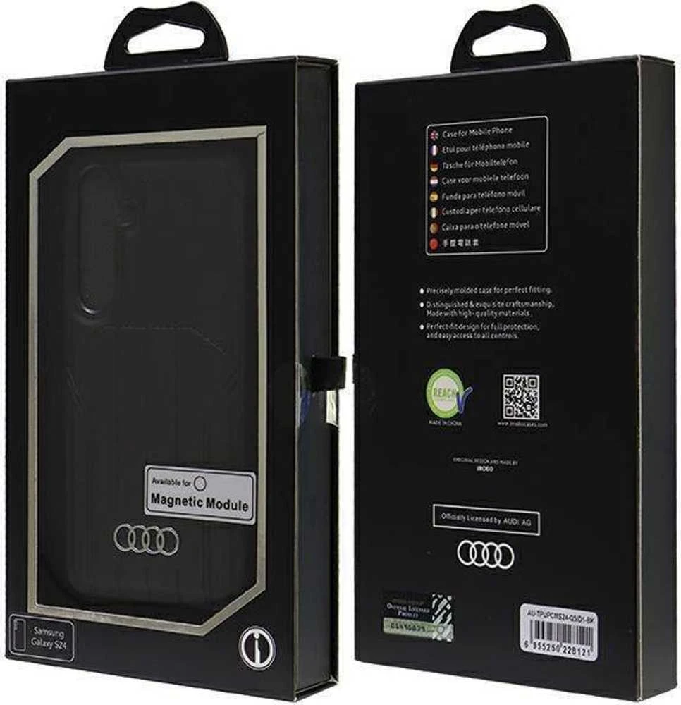 Audi Synthetic Leather MagSafe S24 S921 juodos spalvos kietas dėklas AU-TPUPCMS24-Q5/D1-BK