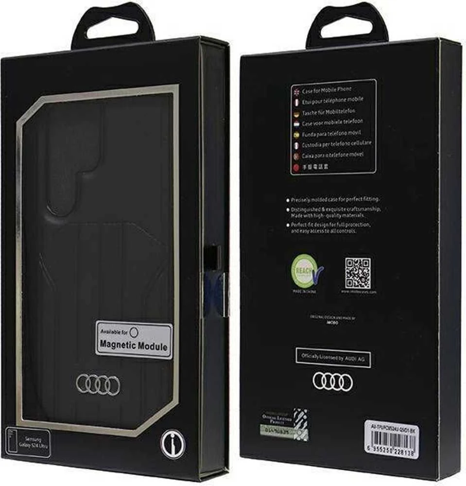 Audi Synthetic Leather MagSafe S24 Ultra S928 juodos spalvos kietas dėklas AU-TPUPCMS24U-Q5/D1-BK