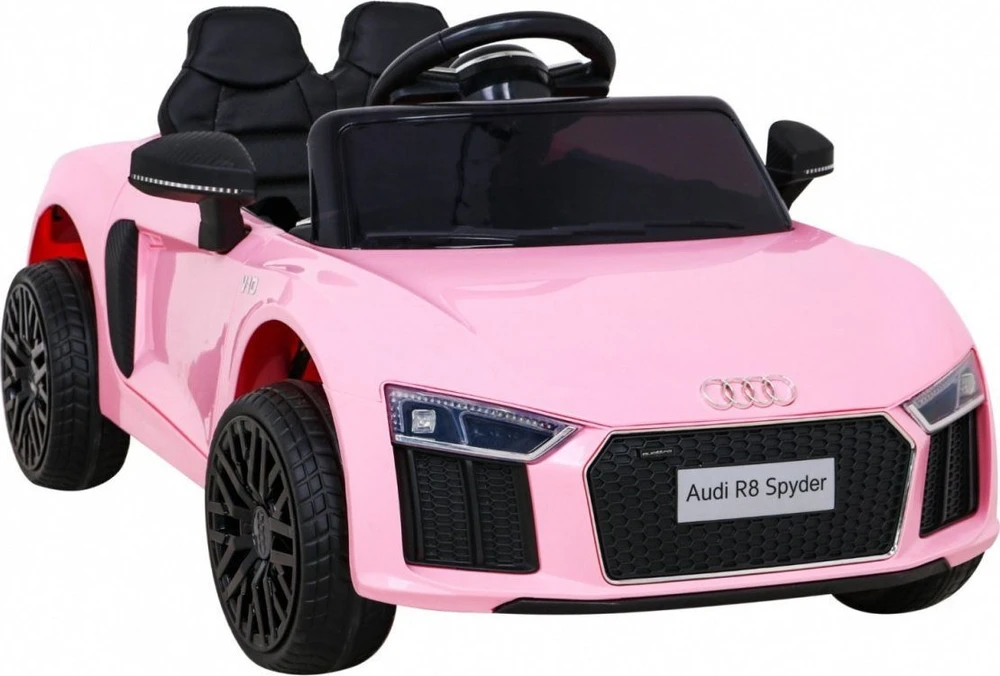RAMIZ Vaikiškas elektromobilis Audi R8 rožinis su pulteliu ir LED apšvietimu
