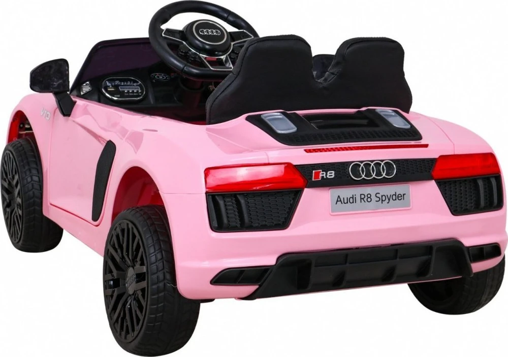 RAMIZ Vaikiškas elektromobilis Audi R8 rožinis su pulteliu ir LED apšvietimu