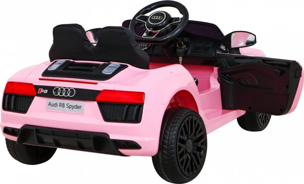 RAMIZ Vaikiškas elektromobilis Audi R8 rožinis su pulteliu ir LED apšvietimu