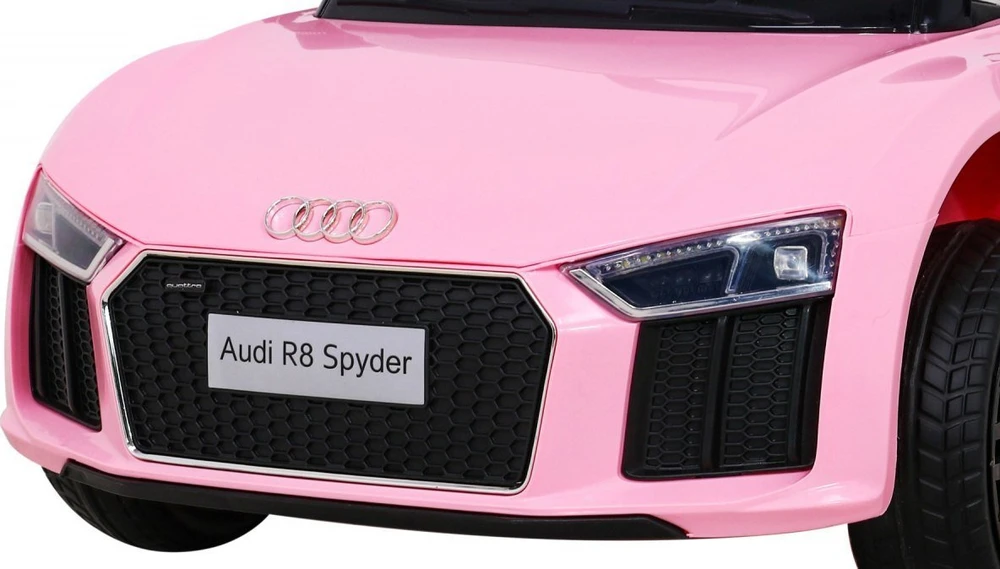 RAMIZ Vaikiškas elektromobilis Audi R8 rožinis su pulteliu ir LED apšvietimu