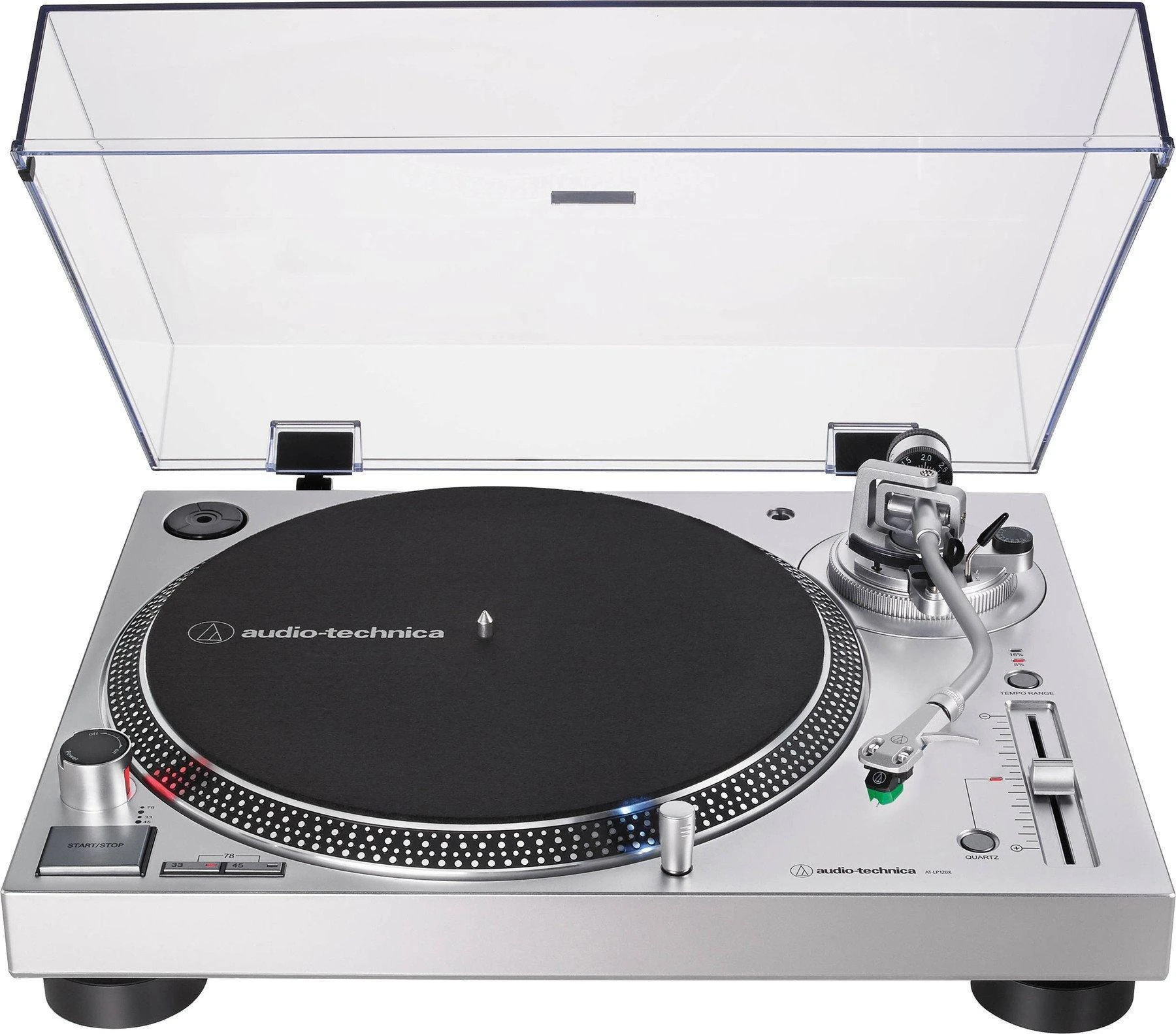 Patefonas Audio-Technica AT-LP120X analoginis ir USB, Sidabrinės spalvos