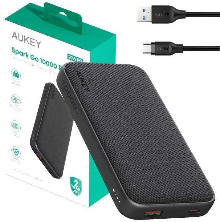 Aukey Pb-y46p nešiojama baterija, 10000 mAh, 20 W, 2 USB laidai, USB-C