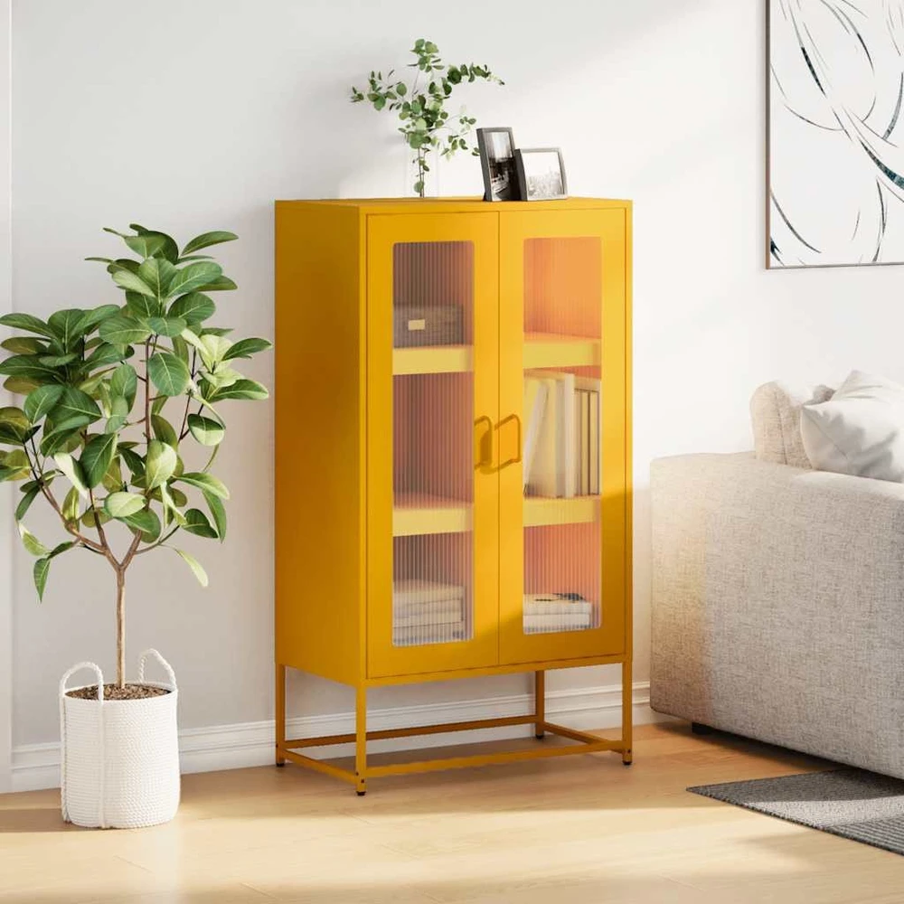 Highboard Garstyčių geltona 68x39x123 cm Plienas