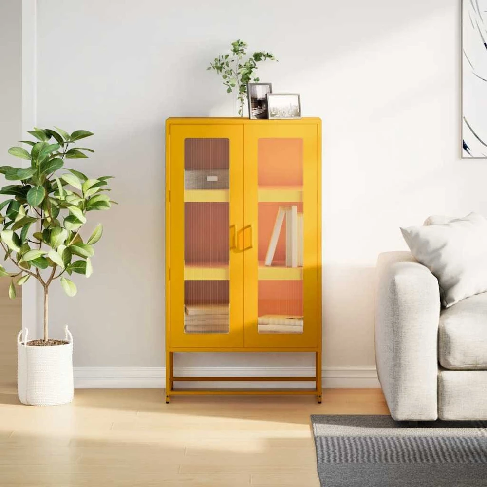 Highboard Garstyčių geltona 68x39x123 cm Plienas