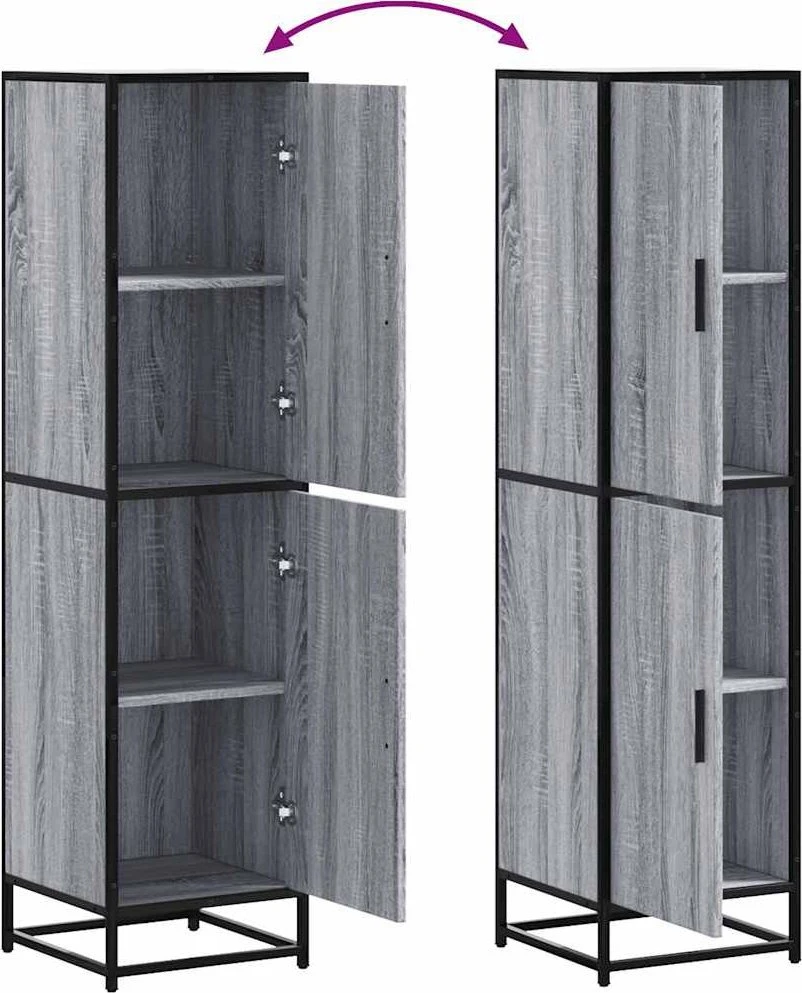 Highboard Gray Sonoma inžinerinis medis ir metalas