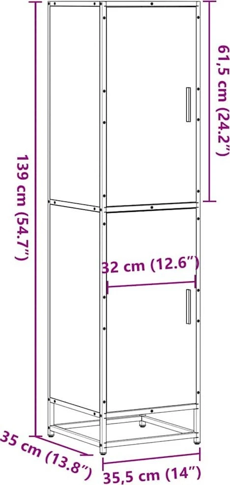 Highboard Gray Sonoma inžinerinis medis ir metalas