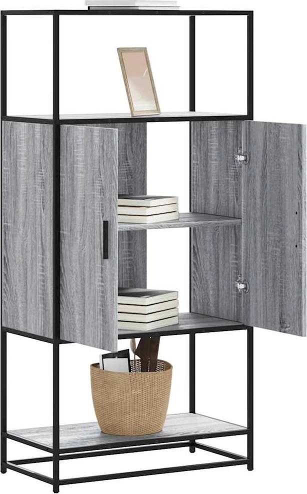 Highboard Pilka Sonoma 68x35x139 cm Mediena ir metalas